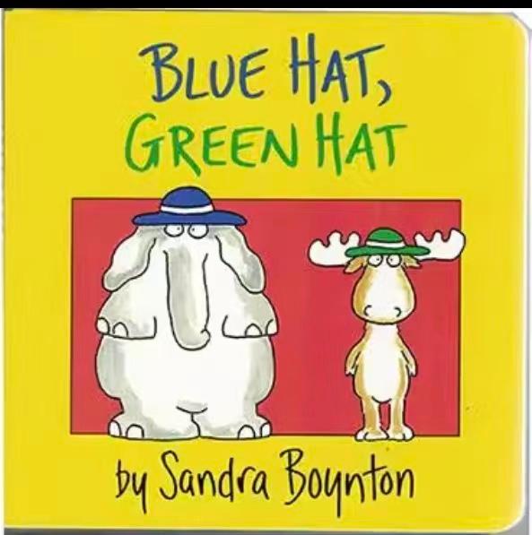 blue hat, green hat